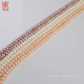 6-7mm Blanc, Rose, Lavande Petite Taille Nature Pearl Strand, Button Round